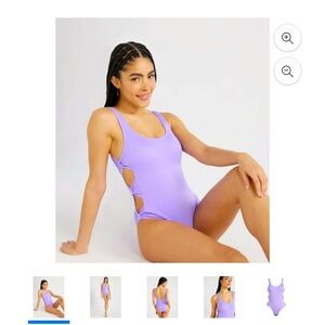 No Boundaries Juniors’ Side Bow One Piece Swimsuit, Sizes